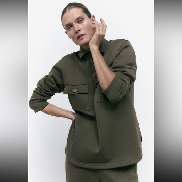 Women Zara Plush Overshirt With Pockets Size Small - Picture 3 of 12